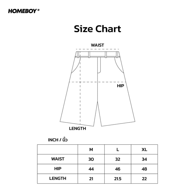 HB.MITTY.SHORTS Size Chart
