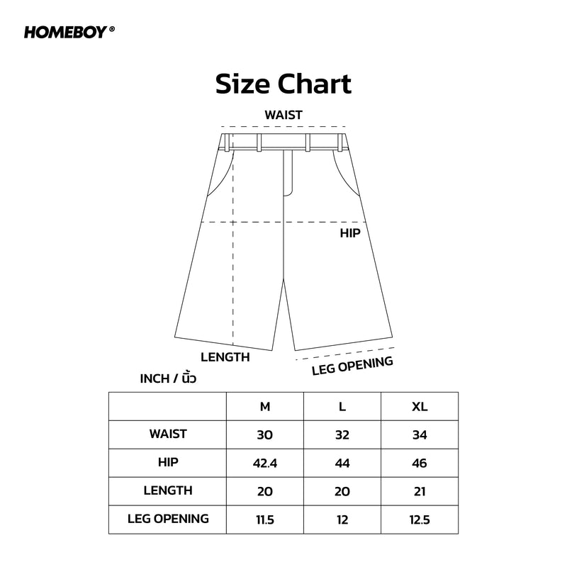 HB.HI.MY.FRIENDS.SHORTS Size Chart
