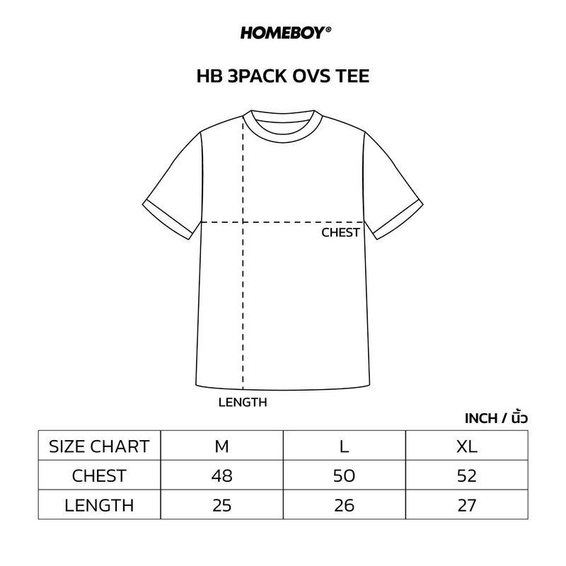 HB.3PACK.OVS.TEE Size Chart